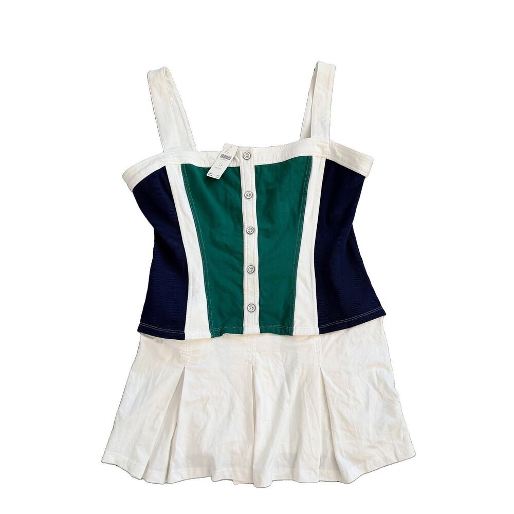 NWT Daily Practice Anthropologie Colorblock Pleated Mini Tennis Dress, Size LP